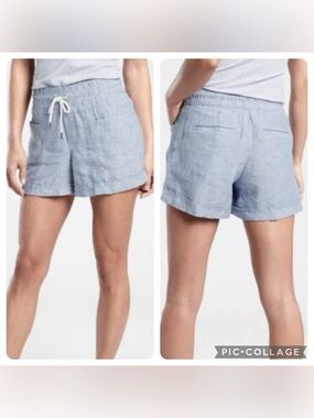 Athleta Chambray Cabo Linen 4” Shorts NWT